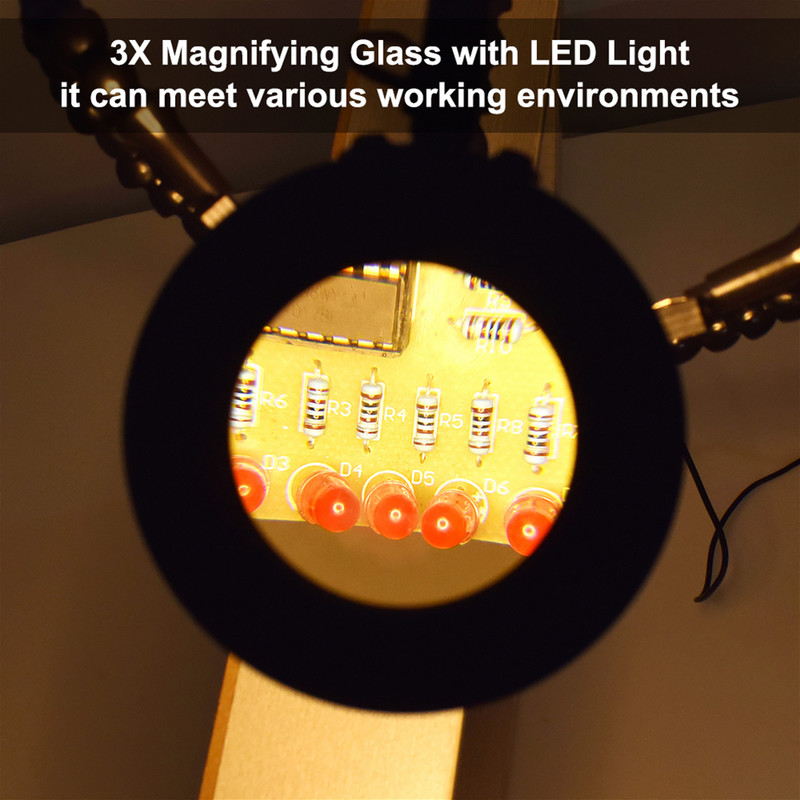 Πάγκος εργασίας επισκευής συγκόλλησης με 3X USB LED μεγεθυντικός φακός βάσης πλακέτας PCB Διεπαφή USB για ηλεκτρονική επισκευή/πλακέτα σταθερού κυκλώματος