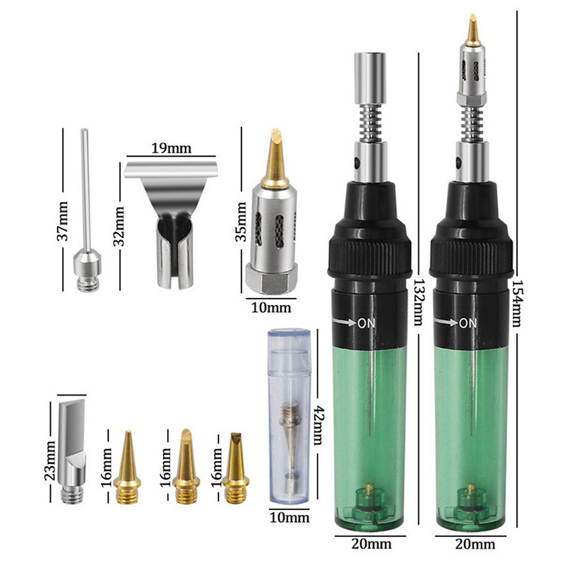 Bezvadu 4 IN 1 Butāna gāzes lodāmurs 3IN1 gāzes pūtēja lodlampa pūšamā pildspalva degļa sildīšanas metināšanas rīks 1300 Celsija Butāna lodēšanas rīks