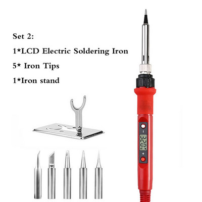 220V 80W LCD elektroniskais lodāmura komplekts Regulējams metināšanas lodēšanas temperatūra Lodāmuri Pārstrādāšanas stacijas lodēšanas instrumenti