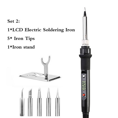 220V 80W LCD elektroniskais lodāmura komplekts Regulējams metināšanas lodēšanas temperatūra Lodāmuri Pārstrādāšanas stacijas lodēšanas instrumenti