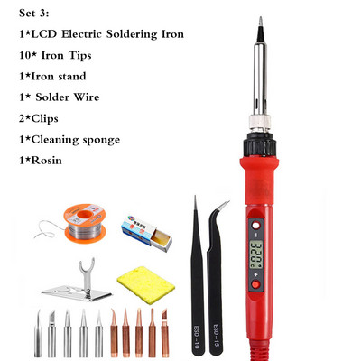 220V 80W LCD elektroniskais lodāmura komplekts Regulējams metināšanas lodēšanas temperatūra Lodāmuri Pārstrādāšanas stacijas lodēšanas instrumenti