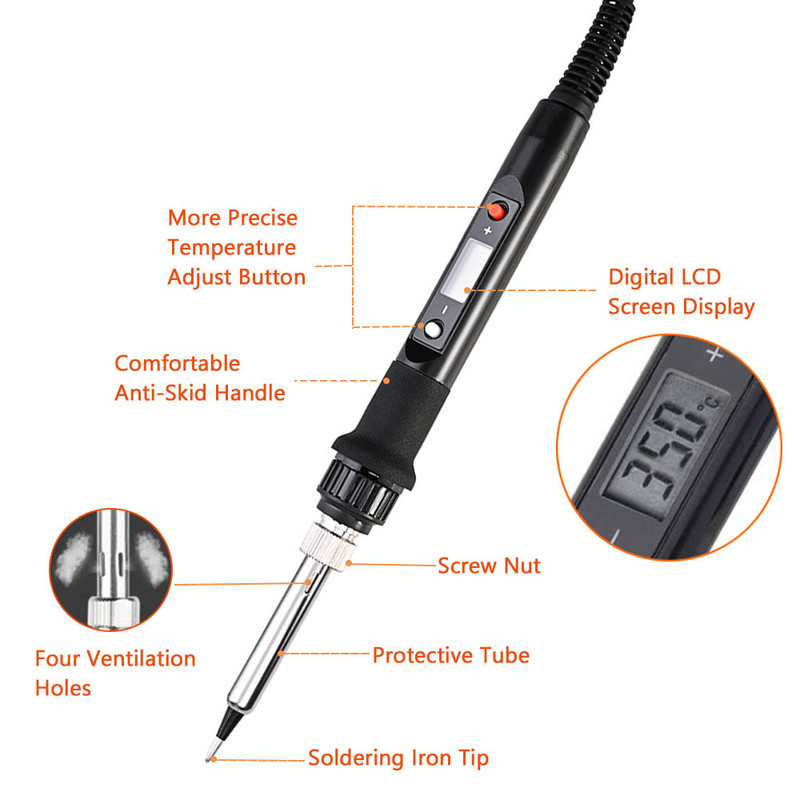 220V 80W LCD elektroniskais lodāmura komplekts Regulējams metināšanas lodēšanas temperatūra Lodāmuri Pārstrādāšanas stacijas lodēšanas instrumenti