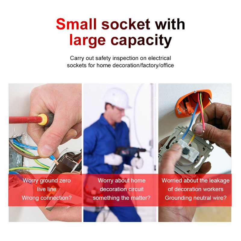 HT106 elektriline pistikupesa tester toite polaarsuse detektor faasi tuvastamine pistikupesa vooluringi veaotsija maandus null liin EU UK USA pistik