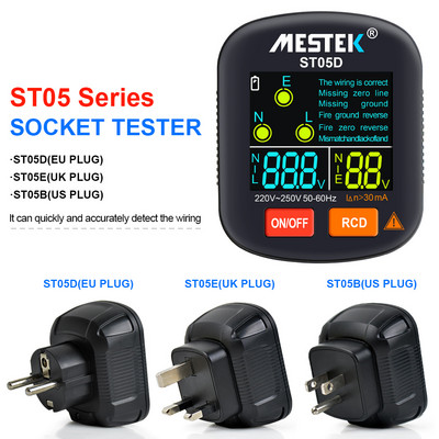 Tester digital de priză Detector inteligent de tensiune RCD Tester de tensiune 30-250 V Instrument de verificare a fază a polarității la sol cu afișaj color