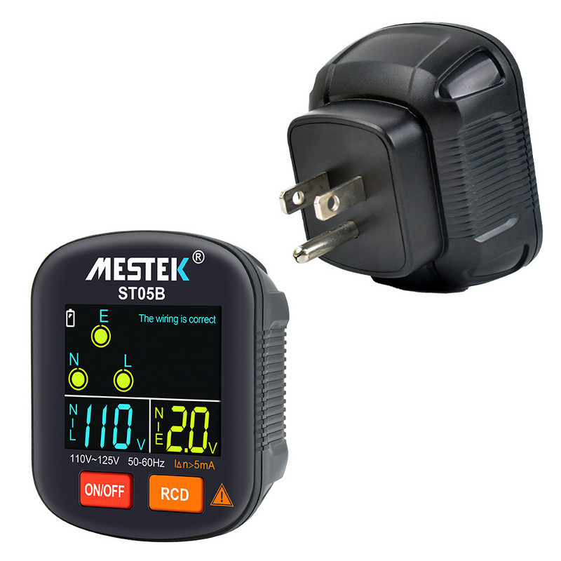 Tester digital de priză Detector inteligent de tensiune RCD Tester de tensiune 30-250 V Instrument de verificare a fază a polarității la sol cu afișaj color