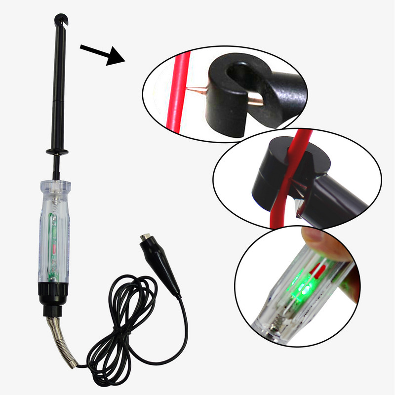 Allsun Hook Probe Tester 6-12V autóipari vezeték átszúró egyenfeszültségű áramkör tesztelő nagy teljesítményű, 59 hüvelykes hosszú kábel