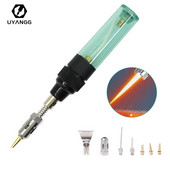 Gázforrasztópáka akkus bután fáklyás hegesztőtoll 1300°C, állítható égővel fúvós forrasztópáka pisztoly 6 forrasztópákával