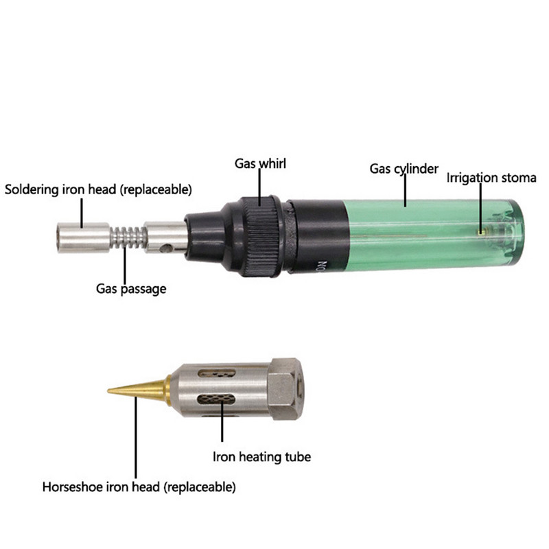Gázforrasztópáka akkus bután fáklyás hegesztőtoll 1300°C, állítható égővel fúvós forrasztópáka pisztoly 6 forrasztópákával