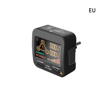 40Khz-1Khz Тестер за гнездо за цифров дисплей Волтметър Проверка на полярността Жив проводник Детектор за нулева линия Работа с бутон EU Plug