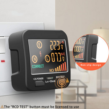 40Khz-1Khz Тестер за гнездо за цифров дисплей Волтметър Проверка на полярността Жив проводник Детектор за нулева линия Работа с бутон EU Plug