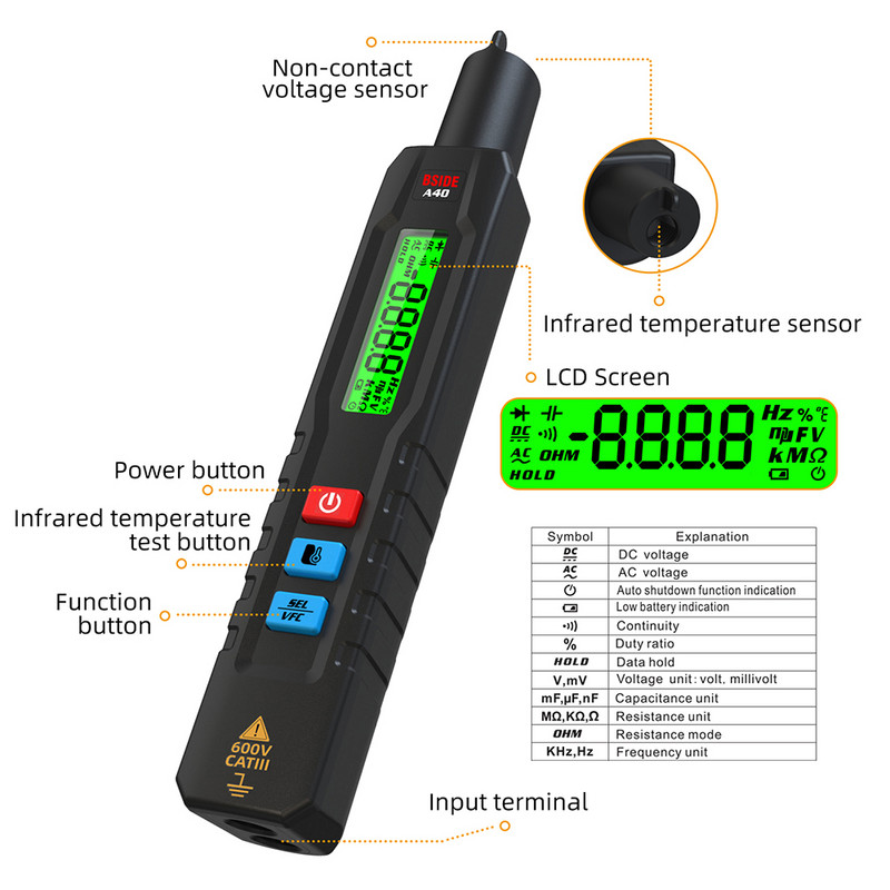 Multitester automat inteligent de încărcare USB Tester universal Voltmetru Detector de tensiune Contor pentru instrument de electrician