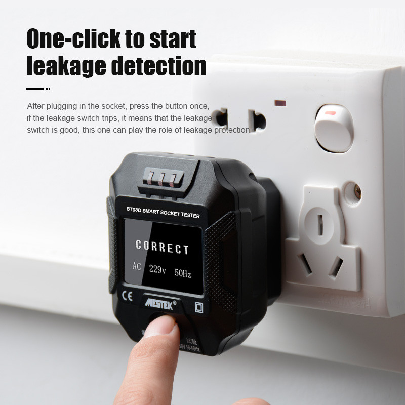Ελεγκτής ηλεκτρικής πρίζας MESTEK ST03D ΕΕ Η.Β. Η.Β. AU βύσμα RCD Δοκιμή GFCI Ανιχνευτής εξόδου Γείωσης γραμμής μηδενικής πολικότητας Έλεγχος φάσης