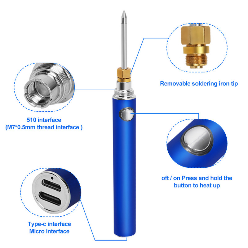 Vezeték nélküli töltés elektromos forrasztópáka ón forrasztópáka USB gyorstöltés 4 hőmérséklet állítható mikroelektronika javítás hegesztés