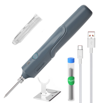 10 W-os akkumulátoros forrasztópáka, 3 fokozatú hőmérséklet-beállítás, gyors, miniatűr elektronikus alkatrészek forrasztása, C típusú töltés
