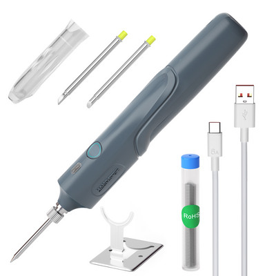 10 W-os akkumulátoros forrasztópáka, 3 fokozatú hőmérséklet-beállítás, gyors, miniatűr elektronikus alkatrészek forrasztása, C típusú töltés