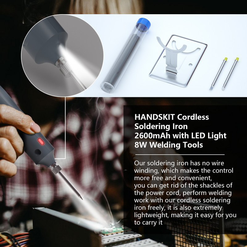 10 W-os akkumulátoros forrasztópáka, 3 fokozatú hőmérséklet-beállítás, gyors, miniatűr elektronikus alkatrészek forrasztása, C típusú töltés