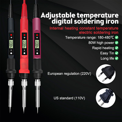 908S 80W električna digitalna stanica za lemljenje 220V 110V 180-480 ℃ Podesiva temperatura za zavarivanje Savjeti za lemljenje Alati