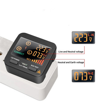 Κουμπί ανιχνευτής πολικότητας ελεγκτής ψηφιακής πρίζας LCD Λειτουργία Ηλεκτρολόγος Συσκευή δοκιμής με τροφοδοσία μπαταρίας Βύσμα ΗΠΑ