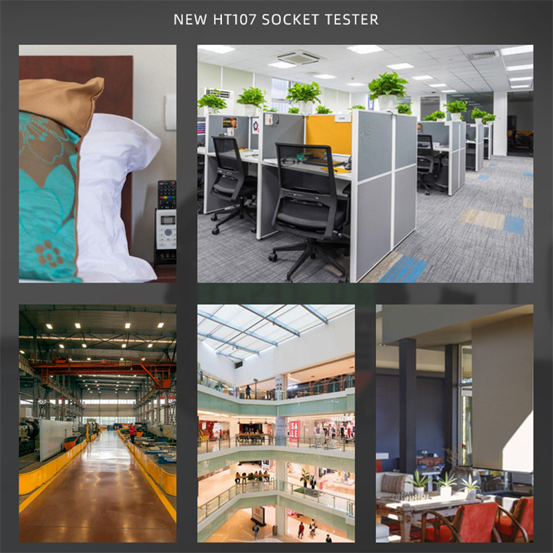 HT107 izejas kontaktligzdas testeris digitālais spraudnis maiņstrāvas sprieguma noteikšana 30mA RCD pārbaude polaritātes fāzes pārbaude ķēdes pārbaudītājs divkrāsu fona apgaismojums
