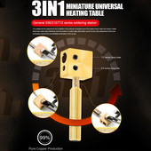 RL-067 Mini masă fierbinte din cupru pur Platformă universală de lipit cu microîncălzire Dezasamblare rapidă pentru cap de fier de lipit T12/936/210