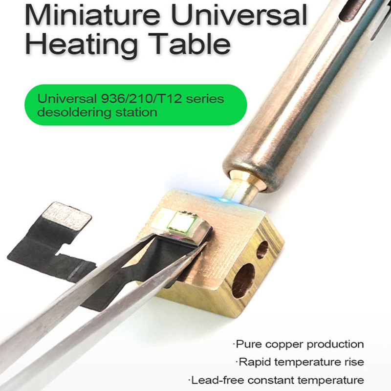 RL-067 Mini masă fierbinte din cupru pur Platformă universală de lipit cu microîncălzire Dezasamblare rapidă pentru cap de fier de lipit T12/936/210