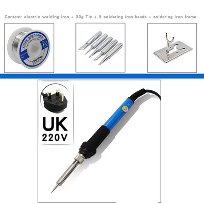 EU UK US Elektromos forrasztópáka készletek 110V 220V 60W Állítható hőmérsékletű vasjavító szerszámok 5 vashegyes forrasztóhuzal állvánnyal