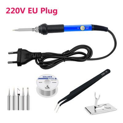 Električno lemilo s podesivom temperaturom 220V/110V 60W Lem za zavarivanje Stanica za preradu Toplinska olovka Vrhovi Set alata za popravak