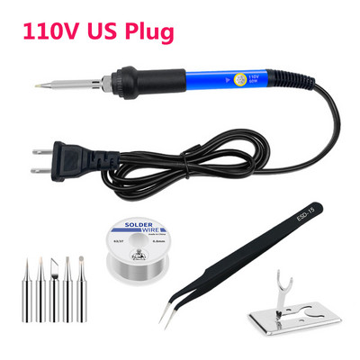 Električno lemilo s podesivom temperaturom 220V/110V 60W Lem za zavarivanje Stanica za preradu Toplinska olovka Vrhovi Set alata za popravak