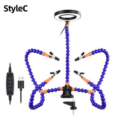 Lauaklamber PCB jootmishoidik 3X luup Kergekeevitus Abikäsi Reguleeritav painduv käsi jootmine/DIY kolmas käsitööriist