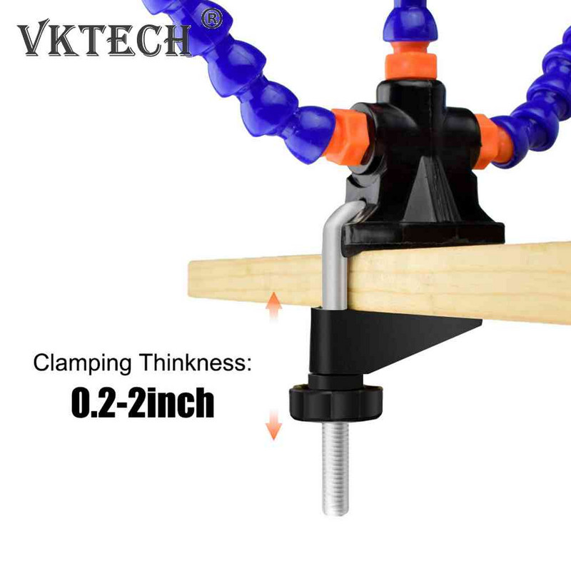 Lauaklamber PCB jootmishoidik 3X luup Kergekeevitus Abikäsi Reguleeritav painduv käsi jootmine/DIY kolmas käsitööriist