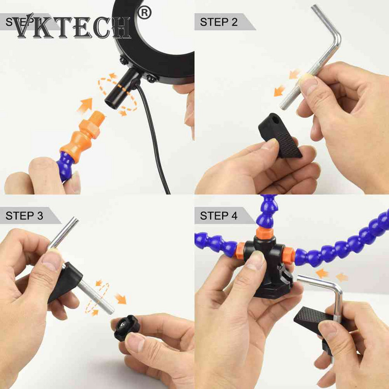 Lauaklamber PCB jootmishoidik 3X luup Kergekeevitus Abikäsi Reguleeritav painduv käsi jootmine/DIY kolmas käsitööriist