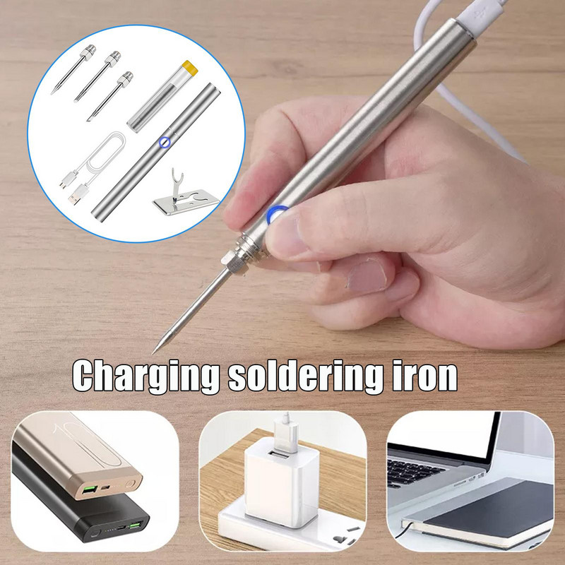 Fier de lipit cu încărcare fără fir 5v 15w Usb Reîncărcabil rapid 380°c Instrument de sudare Microelectronică Fier portabil R I7z9
