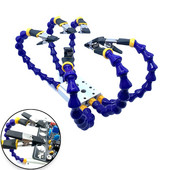 Asztali bilincs forrasztóállomás 6 flexibilis karral forrasztópáka tartó PCB hegesztőszerszám javítás asztali satu kézi hegesztőállomás