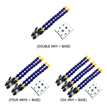 Станция за запояване със скоба за маса с 6 гъвкави рамена Държач за поялник PCB Инструмент за заваряване Ремонт на пейки Станция за ръчно заваряване