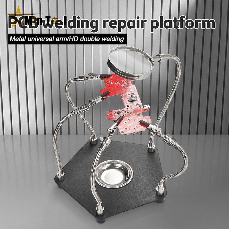 Stolno lemljenje Ruke pomoći s aligatorskom kopčom Povećalo za PCB ploču Stanica Treći ručni alat Lem za popravak zavara