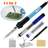 11 az 1-ben, állítható hőmérsékletű elektromos forrasztópáka 220V 110V 60W hegesztőforrasztó-újrafeldolgozó állomás melegítő ceruzacsúcsok javítószerszám