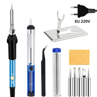 11 az 1-ben, állítható hőmérsékletű elektromos forrasztópáka 220V 110V 60W hegesztőforrasztó-újrafeldolgozó állomás melegítő ceruzacsúcsok javítószerszám