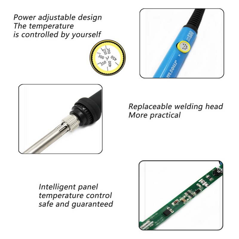 11 az 1-ben, állítható hőmérsékletű elektromos forrasztópáka 220V 110V 60W hegesztőforrasztó-újrafeldolgozó állomás melegítő ceruzacsúcsok javítószerszám