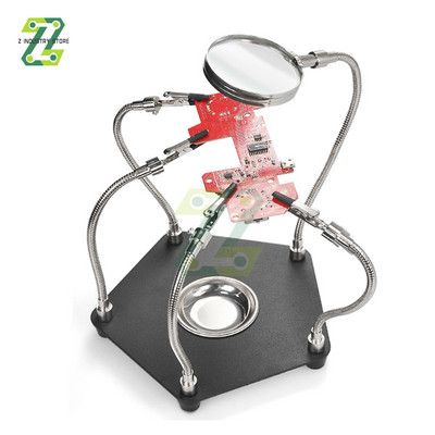 Nagyító segédkapocs LED világítás kézi forrasztóállomás hegesztőállvány nagyító lencse javítás