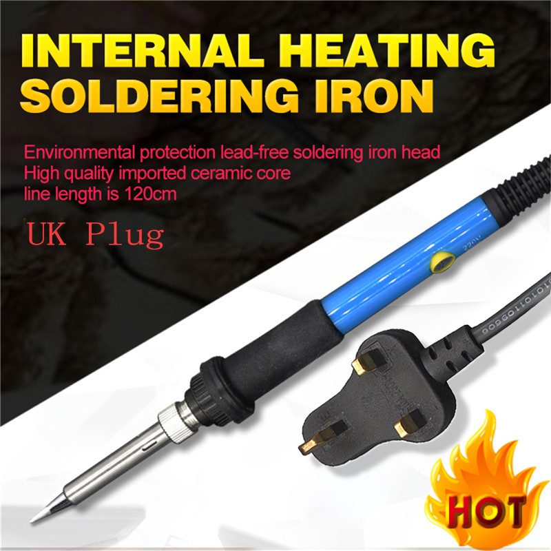 60 W-os 220 V-os elektromos forrasztópáka-készlet Állítható hőmérséklet ón-forrasztóhuzal-vas hegyekkel hegesztőpisztoly EU US UK dugójavító szerszám