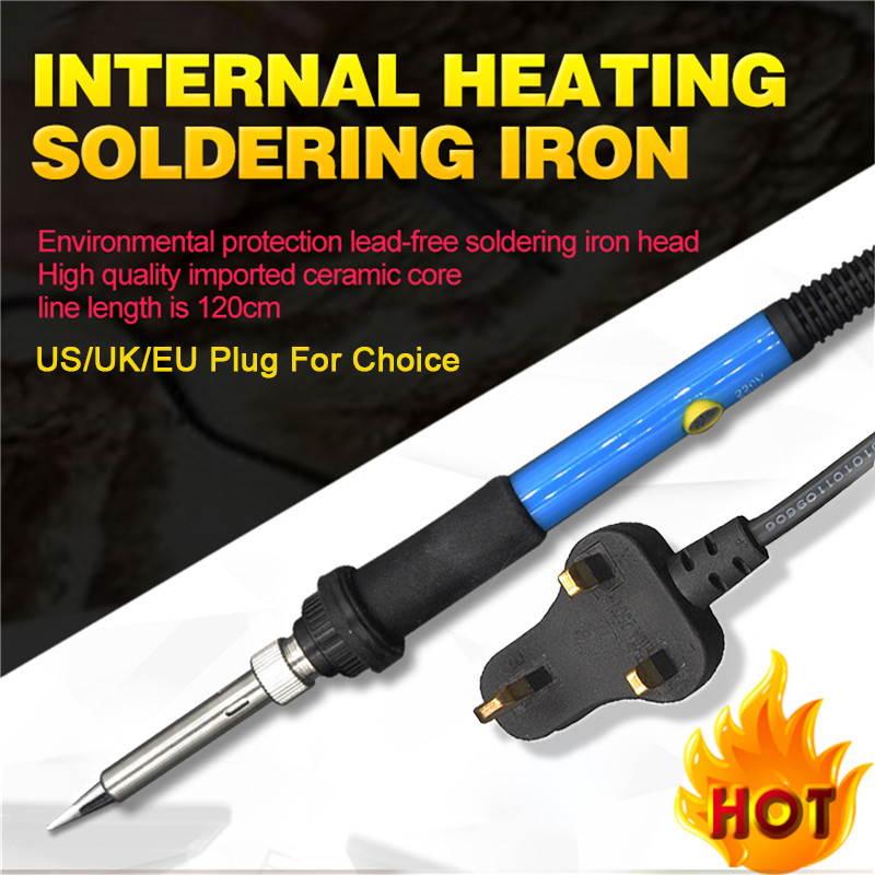 60 W-os 220 V-os elektromos forrasztópáka-készlet Állítható hőmérséklet ón-forrasztóhuzal-vas hegyekkel hegesztőpisztoly EU US UK dugójavító szerszám