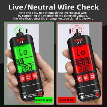 BSIDE A1 Mini Multimeter LCD Digital Tester Voltage Detector 2000 Counts DC/AC Voltage Frequency Resistance NCV Continuity Live