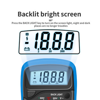 AN8205C Цифров мултицет AC/DC Амперметър Волт Ом Тестер Метър Multimetro С термодвойка LCD Подсветка Преносим