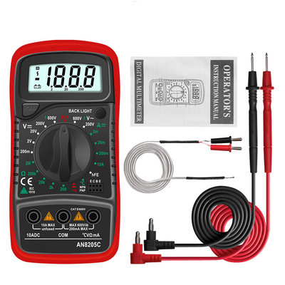 AN8205C digitaalne multimeeter AC/DC ampermeeter Volt Ohm Tester Multimetro termopaari LCD taustvalgustusega kaasaskantav