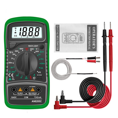 AN8205C digitaalne multimeeter AC/DC ampermeeter Volt Ohm Tester Multimetro termopaari LCD taustvalgustusega kaasaskantav