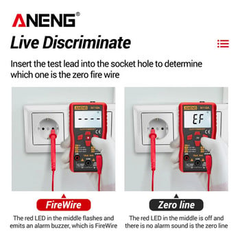 ANENG M118A Digital Mini Multimeter Tester Auto Mmultimetro True Rms Tranistor Meter with NCV Data Hold 6000counts φακός