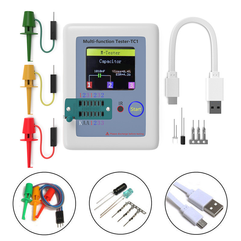 LCR-TC1 TC1 LCR-T7 tranzisztor tesztelő multiméter színes kijelzős TFT dióda trióda MOS/PNP/NPN kondenzátor ellenállás tranzisztorhoz
