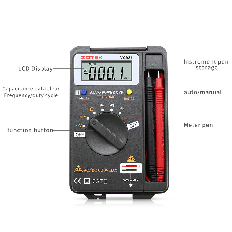 Multimetru digital ZOYI VC921 3 3/4 Personal Mini multimetru digital de buzunar tester de frecvență de rezistență la capacitate