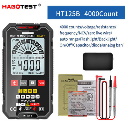 HABOTEST digitaalne multimeeter HT125A HT125B automaatne multimetro AC 600V DC 600V pinge 4000 loeb professionaalsete multimeetrite tester