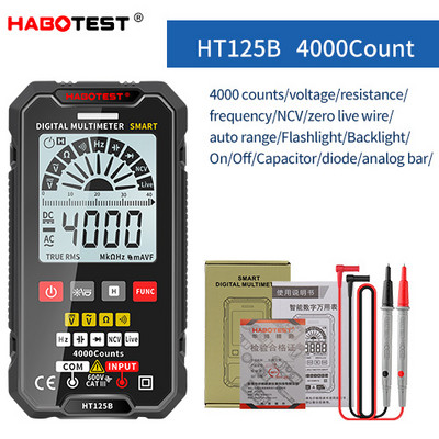 HABOTEST digitaalne multimeeter HT125A HT125B automaatne multimetro AC 600V DC 600V pinge 4000 loeb professionaalsete multimeetrite tester